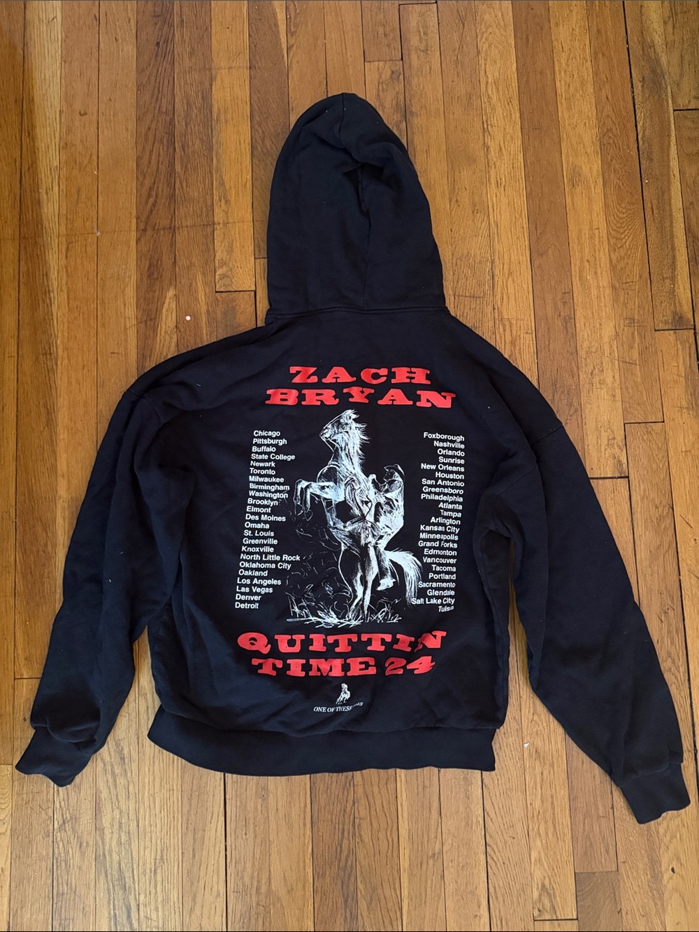 Zach Bryan "Quittin Time 24" Black Tour Hoodie